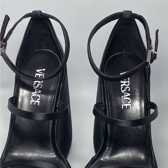 Versace 3 Strap Satin Platform Wedge Sandals size 37 - Picture 7 of 14